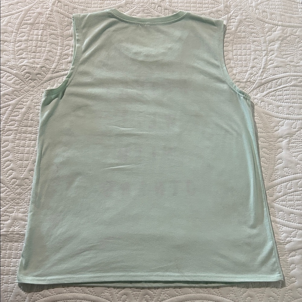 Graphic Tank Top "DRINKS WELL WITH OTHERS" - Light Aqua SZ:L - Picture 4 of 4